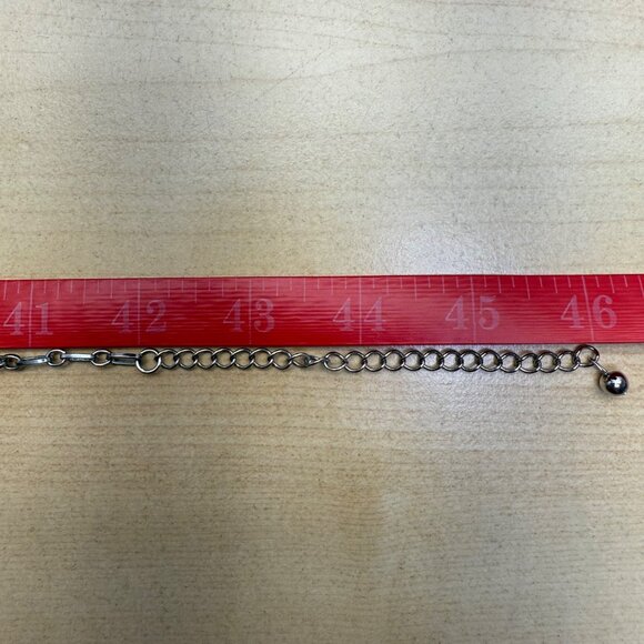 Chicos Womens Green & Silver-Tone Double Strand Chain Necklace Elegant Piece - Picture 6 of 6